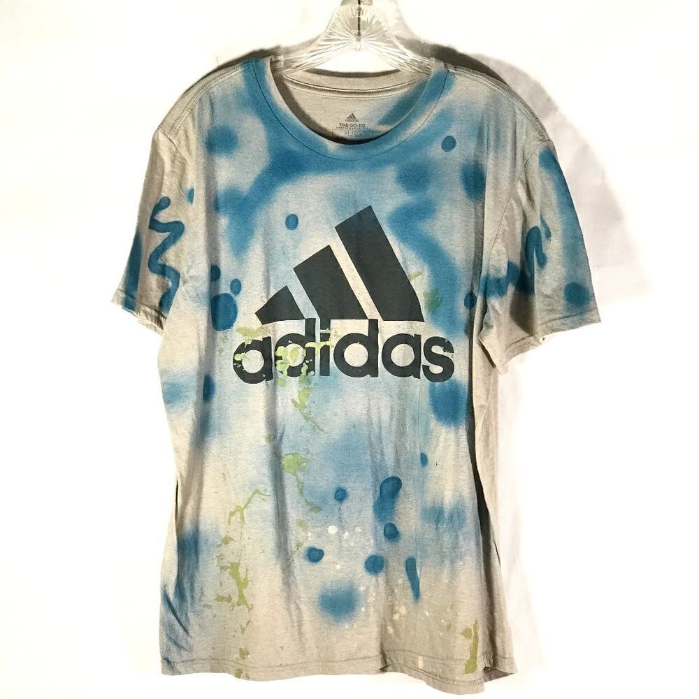 ADIDAS Graffiti Spray Paint Splatter Art Athletic Workout Sports Tee T Shirt